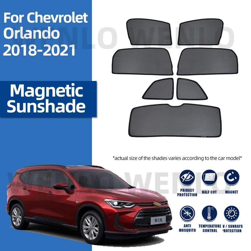 For Chevrolet Orlando 2018-2021 2022 2023 Magnetic Car Sunshade Front Windshield Frame Curtain Rear Side Window Sun Shade Visor