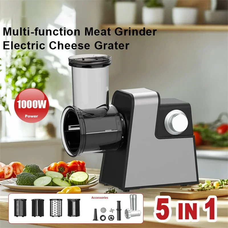 5-in-1 Electric Vegetable Slicer & Grinder Multi-functional Food Processor Low Noise Design  Meat Grinder And Vegetable Cutter
