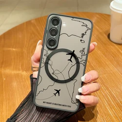 Magnetic For Magsafe Airplane Case For Samsung Galaxy S26 S24 S25 Edge S23 S22 Ultra S21 FE A15 A35 A55 A56 A54 5G Love Stars