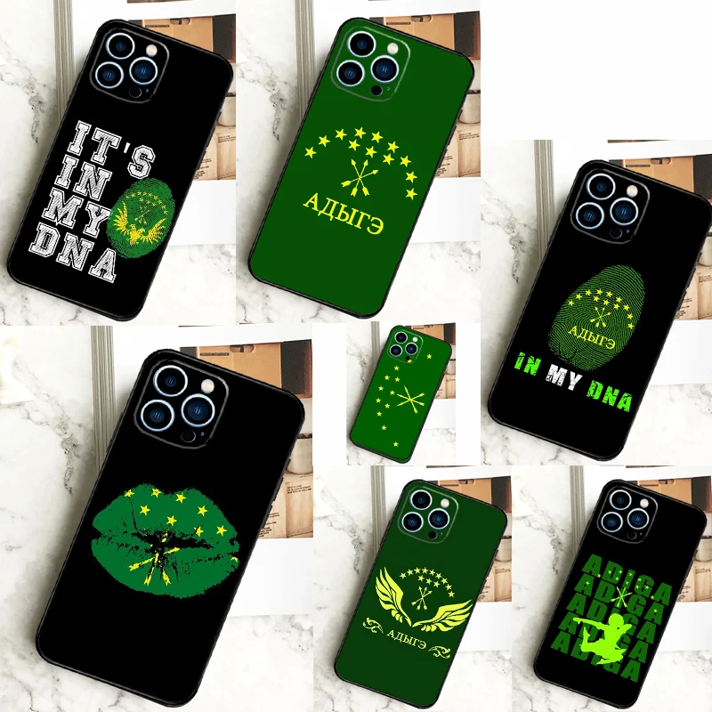 Adygea Circassian Flag Funda For iPhone 12 13 Mini 11 14 16 15 Pro Max XS X XR 7 8 14 16 15 Plus Phone Case