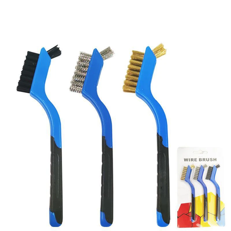 Wire Brush Brass 7 Inches Stainless Steel Brush Brass Cleaning Brush Metal Wire Burring Cleaning Tool Family 3-piece set