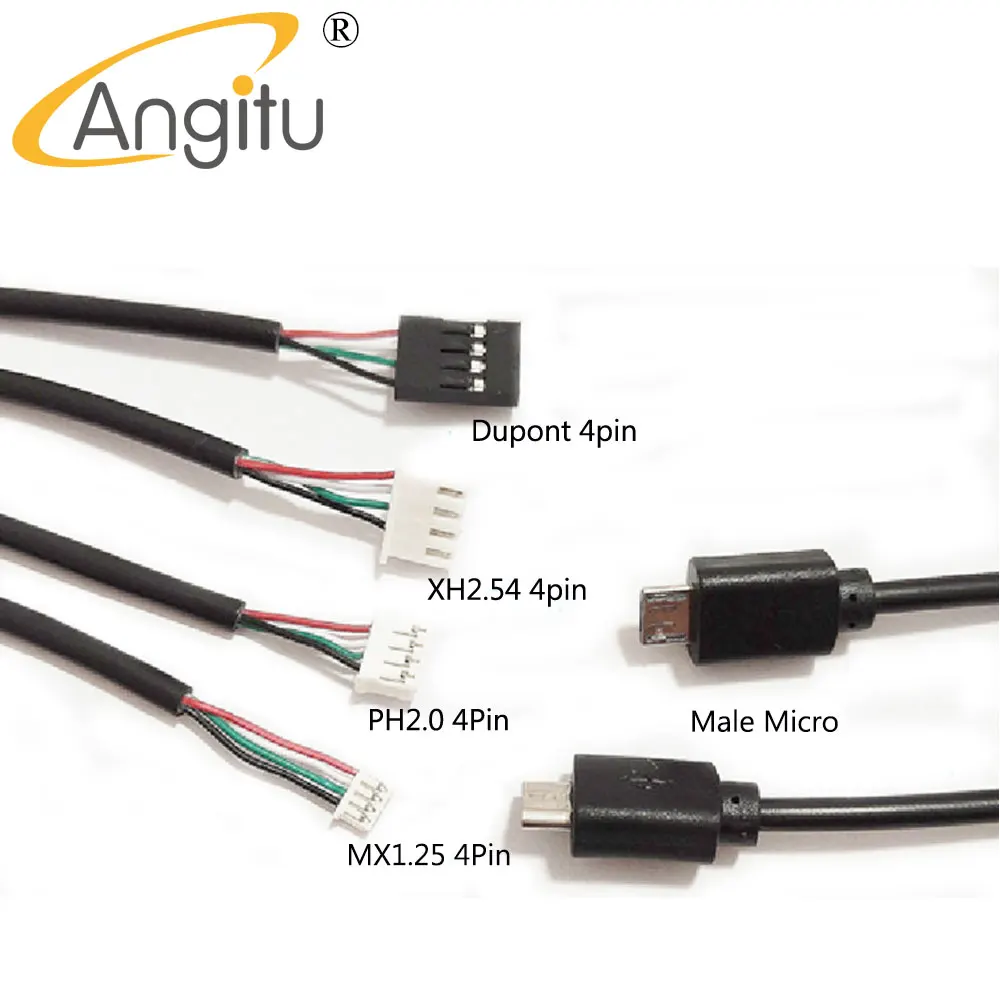 Angitu 30cm Micro Male to Dupont2.54/XH2.54/PH2.0/MX1.25 4Pin Adapter Cable Touch Screen Terminal Test Lead