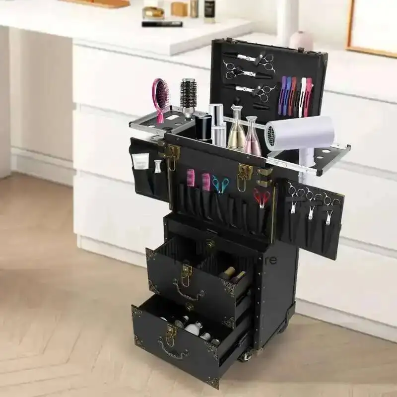 

Trolley Case Luggage Organizer Train Rolling Hairdressing Travel Lockable Stylist Beauty Makeup Cosmetic Salon Tool Box