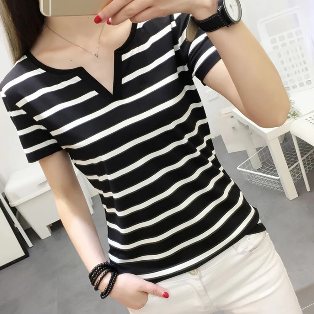 일상복을위한 세련된 여성 탑 여성용 티셔츠 루즈핏 v 넥 티셔츠 외출을위한 세련된 캐주얼 셔츠 캐주얼 탑