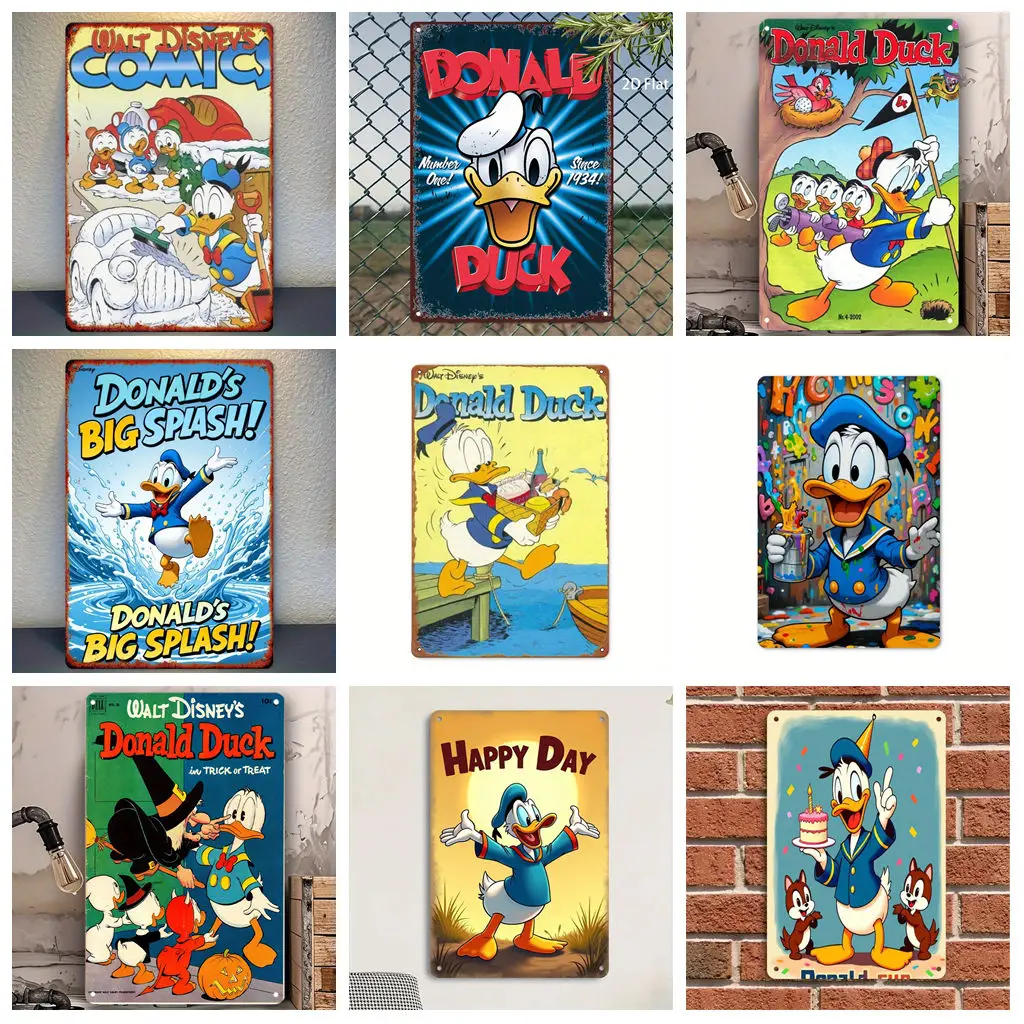 

Miniso Donald Duck Disney Tin Sign Home Decor Wall Decor Art Wall Mural Room Decoration Decor Retro Metal Sign Plate Bar Poster