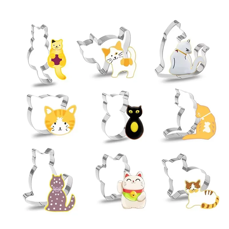 9 Pcs Cat Cookie Cu…