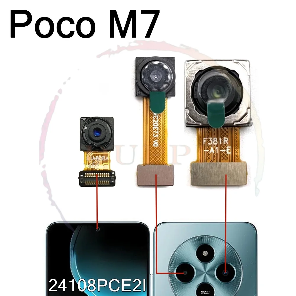 

Передняя задняя основная камера для Xiaomi Poco M7 Pro M7Pro, передняя часть Seilfie, широкий основной задний кабель, гибкий кабель