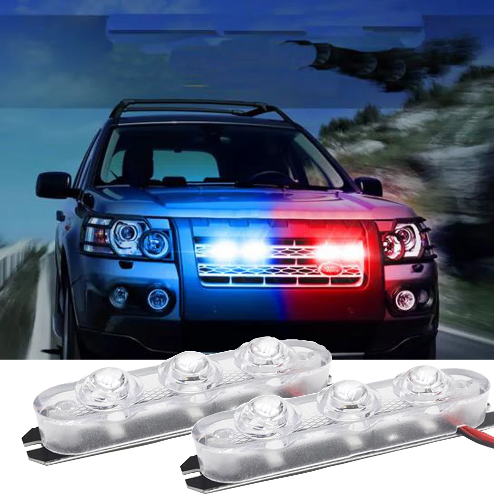 Luces estroboscópicas Led de policía para coche, luces intermitentes de 3 leds, estroboscopios de Flash automático, luz estroboscópica de