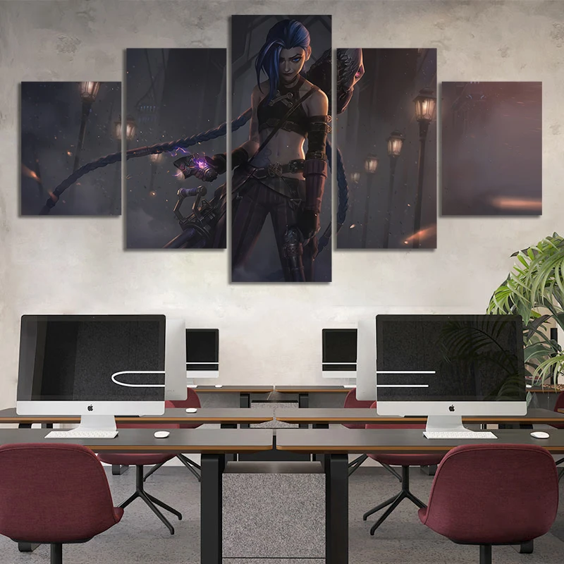 LOL Arcane Video Game Character Mural 5Pcs Wall Art Print Canvas Poster Pictures Paintings Home Decor Living Room Decoration