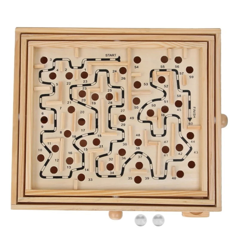Wooden Ball Game Maze Educational Enhances CoordinationLabyrinth Puzzle Toy For Adults Kids