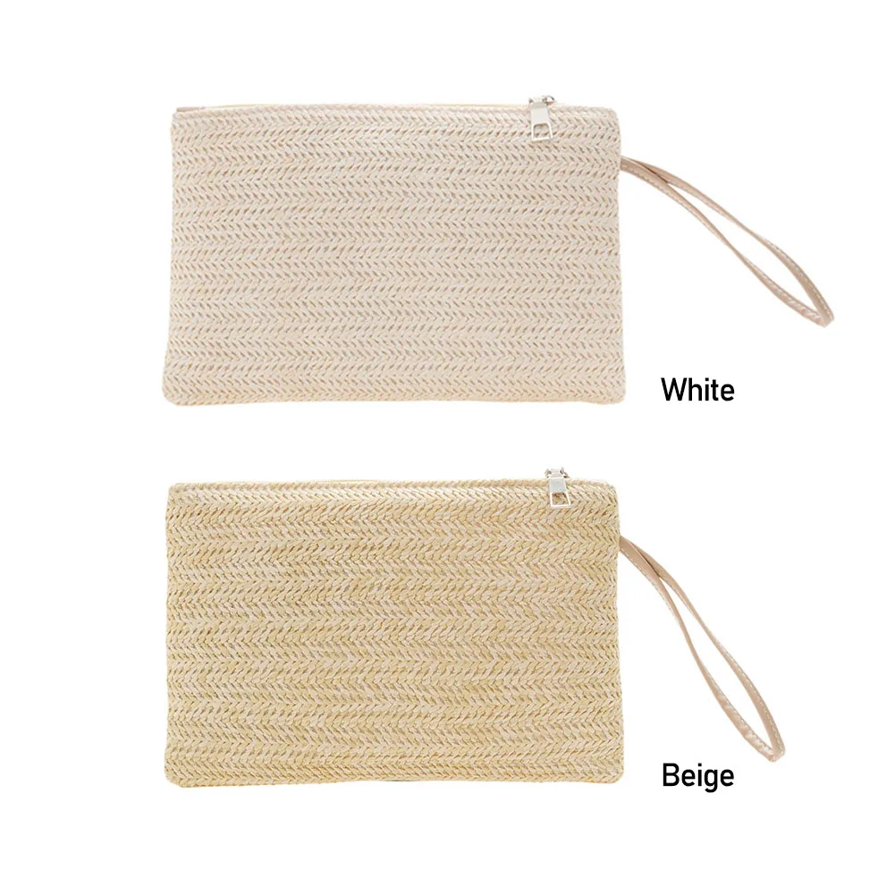 Vacation Casual Ladies Small Phone Pocket Fashion Women Bohemian Woven Clutch Wristlet Bag Beach Handbags Purse