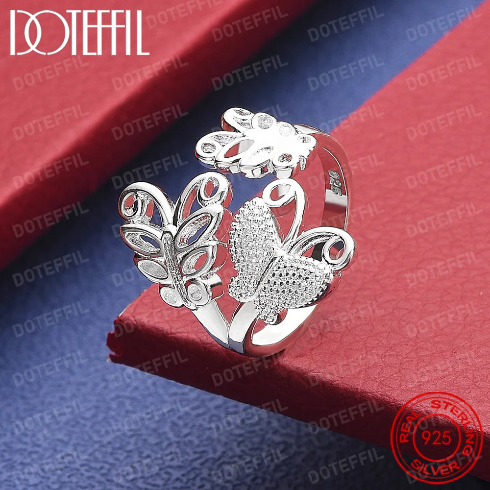 925 Sterling Silver Butterfly Ring For Women Wedding Engagement Party Fashion Charm Jewelry