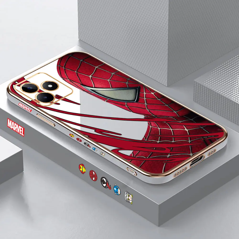 Luxury Spider Man Iron Man Case For Realme C55 C53 C35 C33 C31 C30S C30 C21 C21Y C20 C15 GT Neo 2 3 Narzo 50 50A 50I Prime Cover