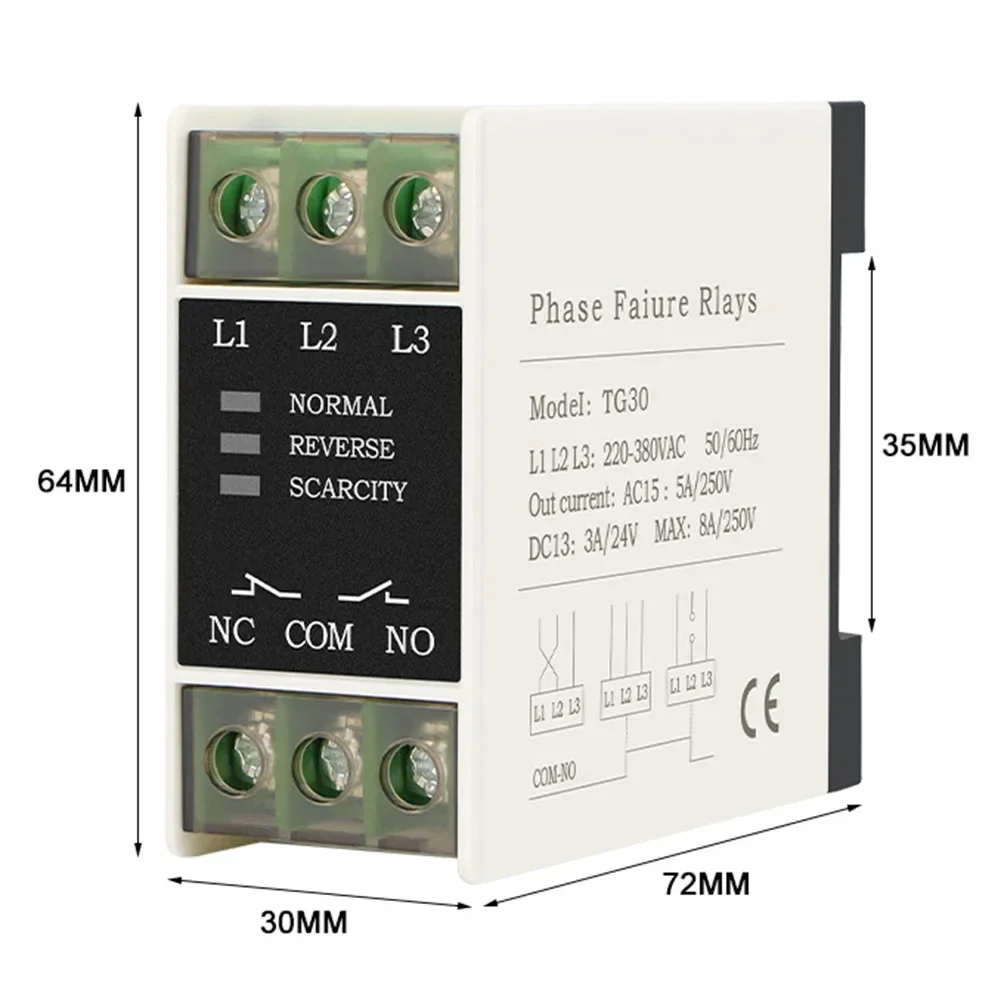 TG3030S Phase Sequences Protector with LED Indicator Light Dynamic/Static Phase Loss Protection Suitable for Elevator Equipment