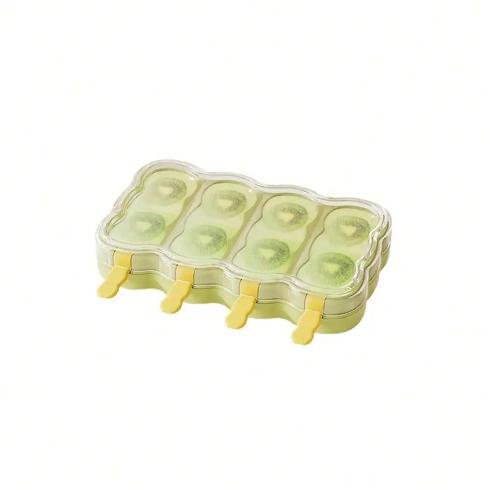 

Household Non-Stick 4 Grid Ice Cream Mold Plastic With Lid Ice Lolly Maker Reusable Stick Sorbet Mold Freezer Easy To Use Durable Kitchen Tool For Homemade Desserts