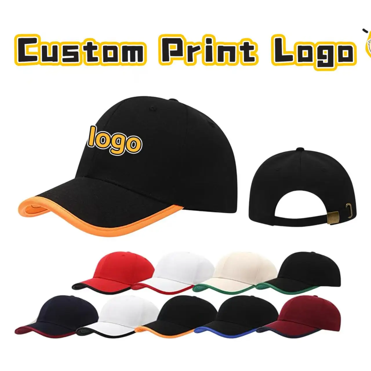 Customized Printed Logo Color Blocked Edge Binding Duck Tongue Cap Men's And Women's Sun Shading And Sun Protection Baseball Hat
