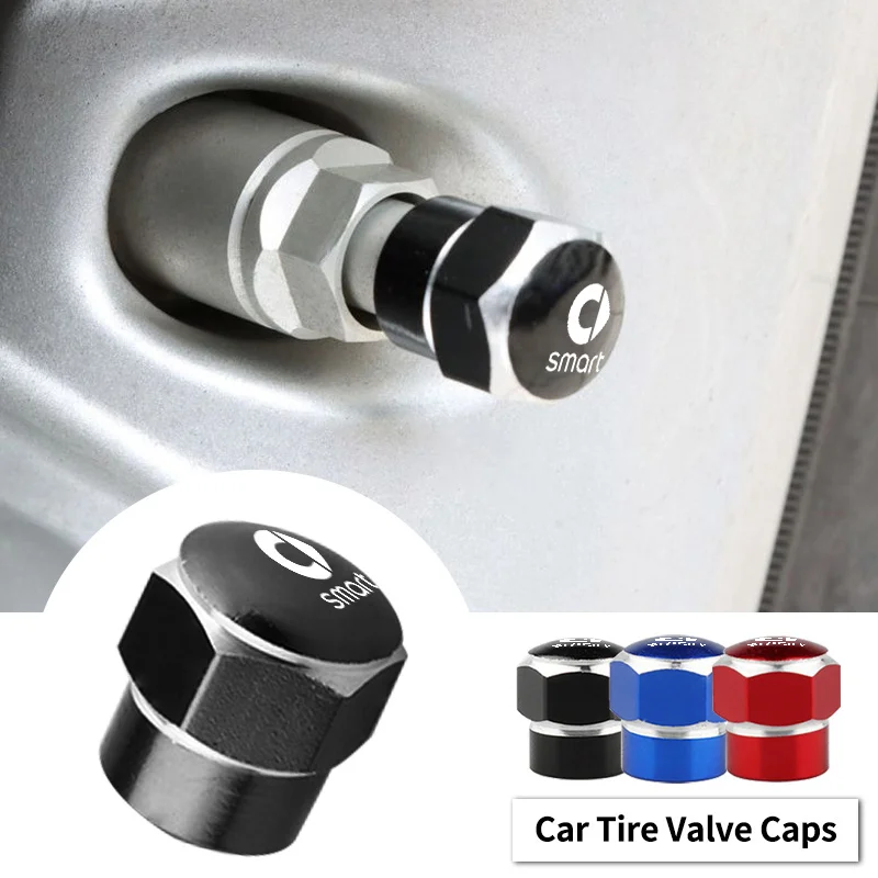 

New 5Pcs 3D Metal Tire Valve Caps Car Tyre Air Stem Covers For Smart Fortwo 451 450 453 EQ Forfour Coupe Interior Auto Accessory