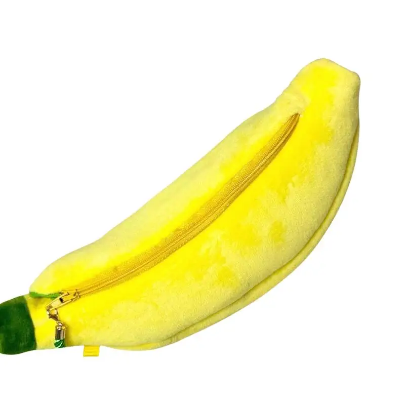 Cute Cartoon Banana Plush Pen Case Kawaii Simulated Fruit Stationery Bag Multi-functional Storage Bag for Stationery Supplies
