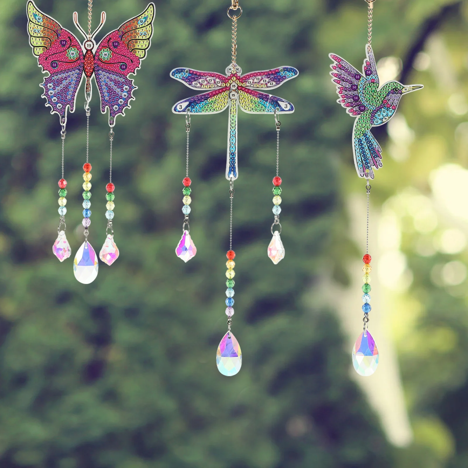 

1Set Diamonds Art DIY Wind Bell Pendant Exquisite DIY Supplies for Indoor Outdoor Hanging Decor Rhinestone Kit