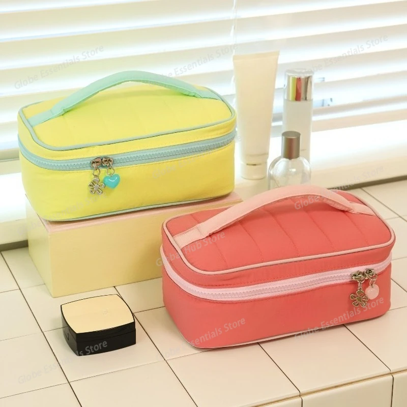 Cute Contrasting Hand-held Cosmetic Bag, New Macaron Color Large-capacity Storage Bag, Portable Travel Toiletry Bag