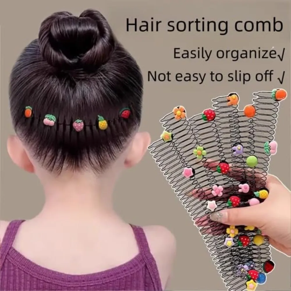 

Красочная расческа для волос в форме сердца, звездный бант, невидимая проволока, повязка на голову, расческа, нескользящий выдвижной обруч для волос, зажим, аксессуары для волос