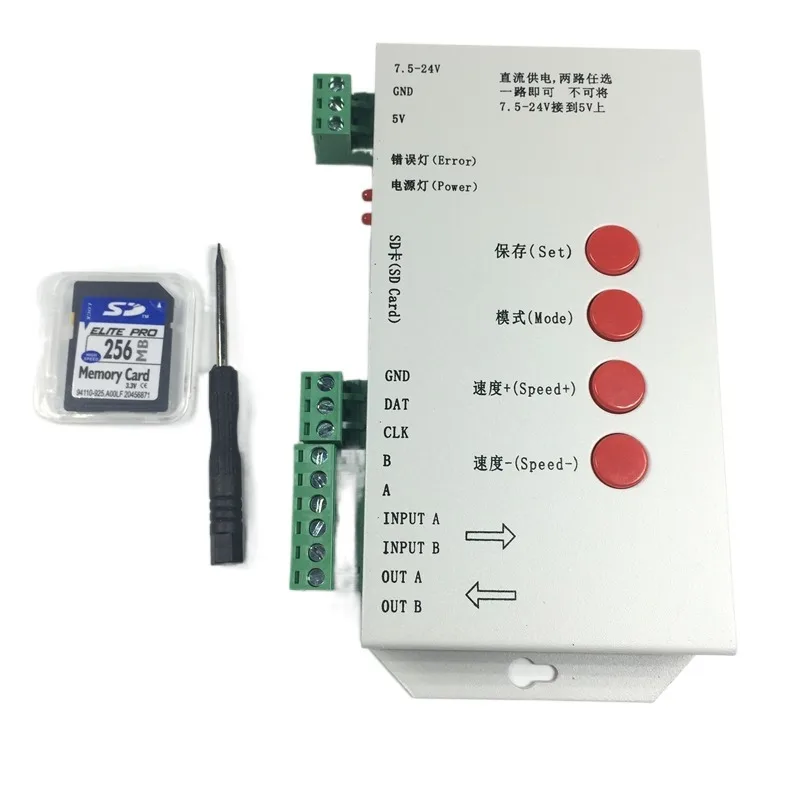 Original T1000S led pixel module Controller 2048 Pixels with SD card for WS2801 WS2811 LPD6803 RGB full color RGB play video SPI