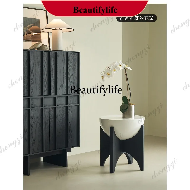 M182 Qingquan side table North American imported oak solid wood small coffee table modern retro small round table