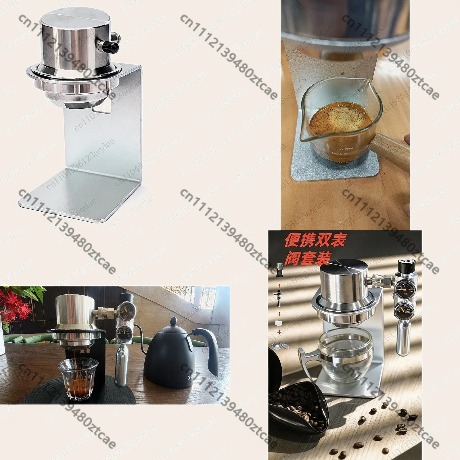 Portable Pneumatic Espresso Machine, 9 Bar Pressure Stainless Steel Coffee Maker for Home Use
