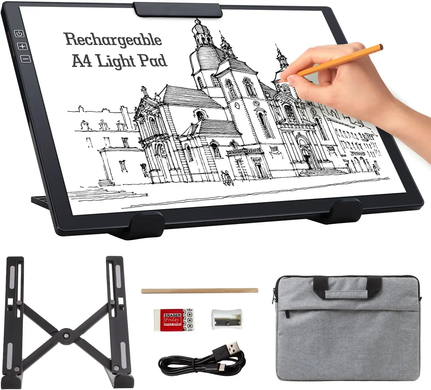 

Перезаряжаемая световая панель формата А4 со стойкой, ультратонкая, для трафаретной росписи, алмазной вышивки, 6 уровней яркости