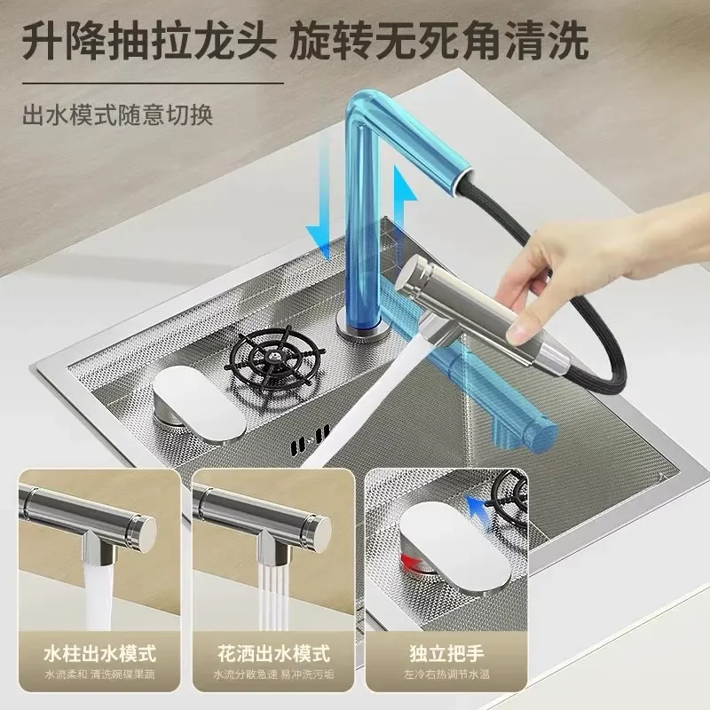 for 304 Stainless Steel Mini Bar Sink Kitchen Tea Bar Counter Cafe Small Hidden Sink with High Pressure Cup Washer