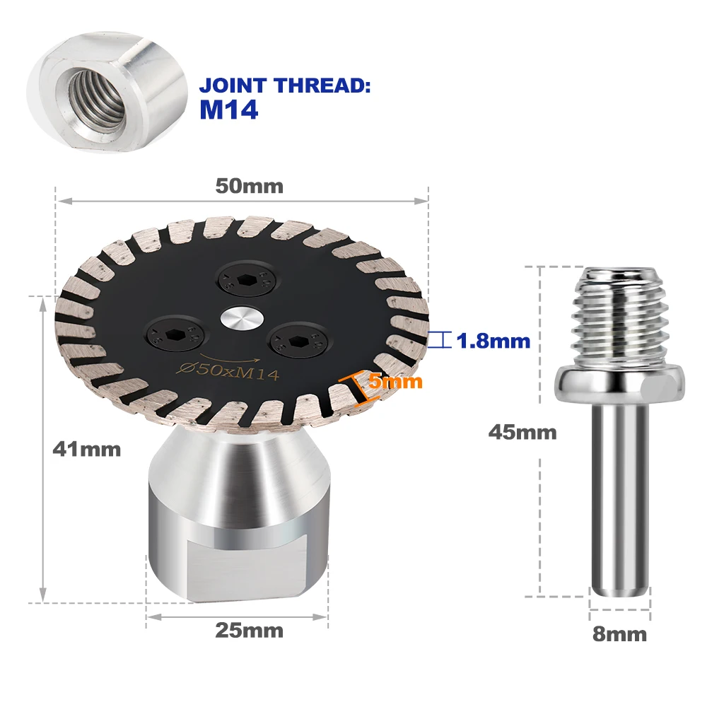 HAMPTON 1/2 Stück M14 Diamant-Trennscheibe, 50 mm, abnehmbare Mini-Schnitzwerkzeugklinge zum Schneiden von Granit, Marmor, Fliesen, Stein – Detail 4