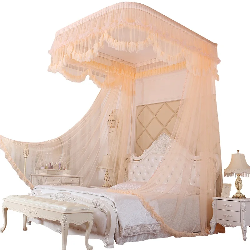 

Curved ceiling 1.8 meters double bed canopy 2m guide rail thickened U-shaped princess mosquito net outdoor baby mosquito net