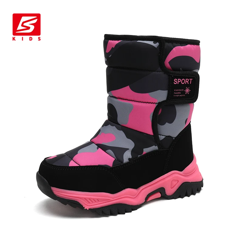 Botas de nieve impermeables para niños y niñas, zapatos de algodón para deportes al aire libre, calzado de moda para niños, botas altas de felpa