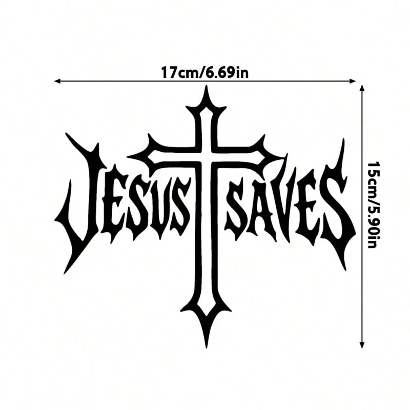 Jesus Saves Car Sticker Vinyl Decal for Auto Motorcycle Windshield Glass Rear Window Decorative Religious Motif