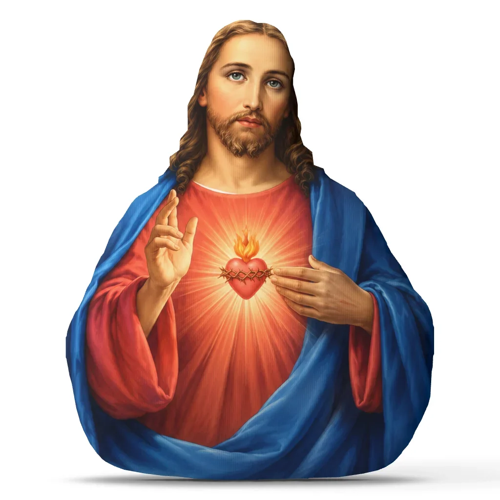 Sacred Heart Jesus Shaped Pillow Christian Faith Plush Cushion Religious Prayer Decor Devotional Gift Stuffed Throw Pillow