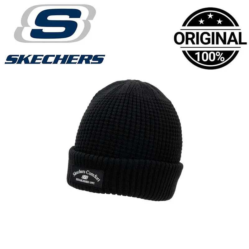 

Skechers Waffle Knit Beanie Hat Winter Warm Cuffed Knitted Skull Cap with Logo L424U087-0018