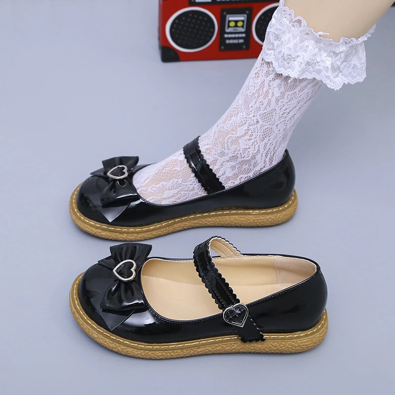 Kawaii Lolita Shoes Bow JK Uniform Shoes Mary Janes Shoes Woman Lolita Dress Cosplay Shoes Women Red Black Student Shoes