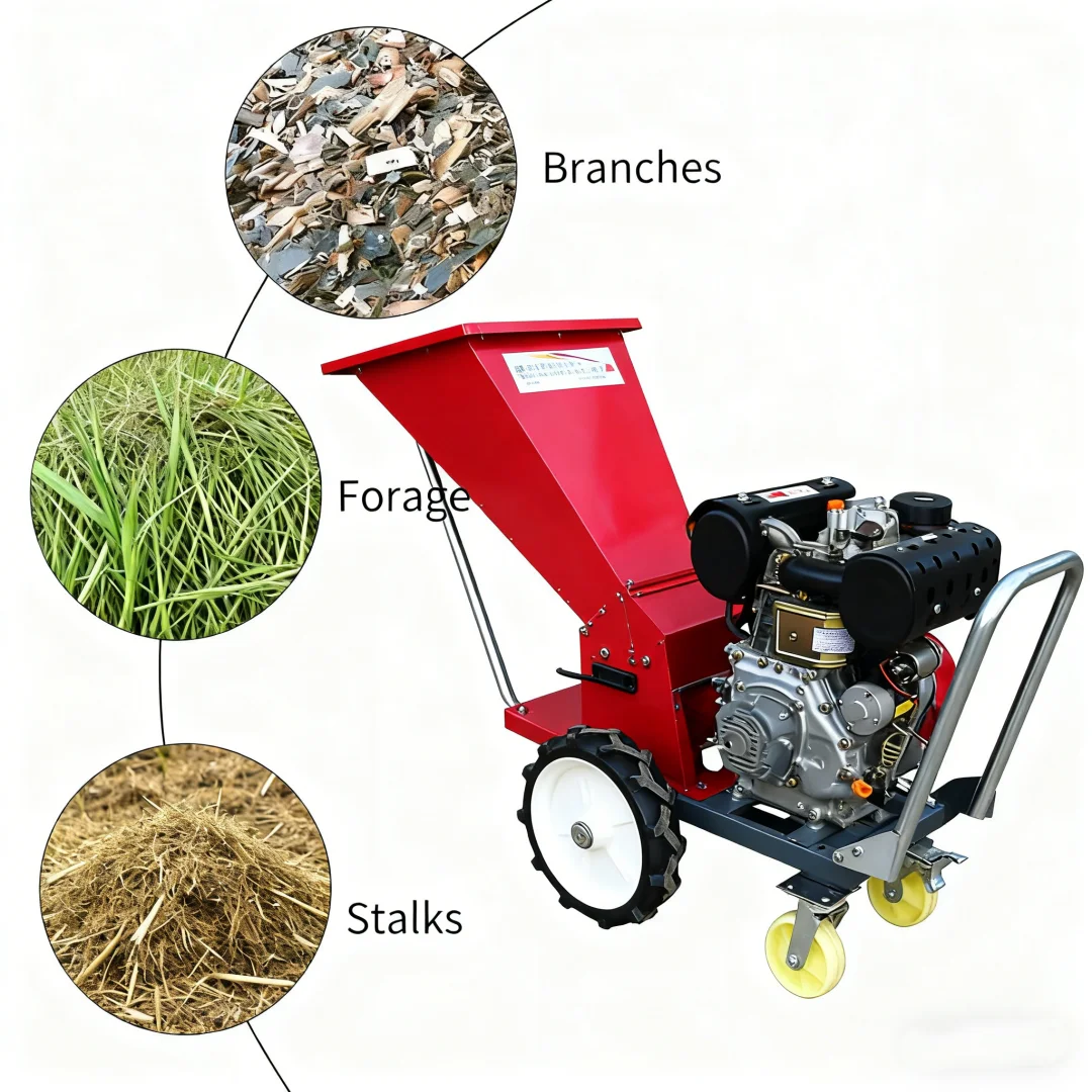

Diesel Mobile Multifunctional Cutter and Kneading Machine Chaff Cutter Shredder Grinder Garden Branch Crusher