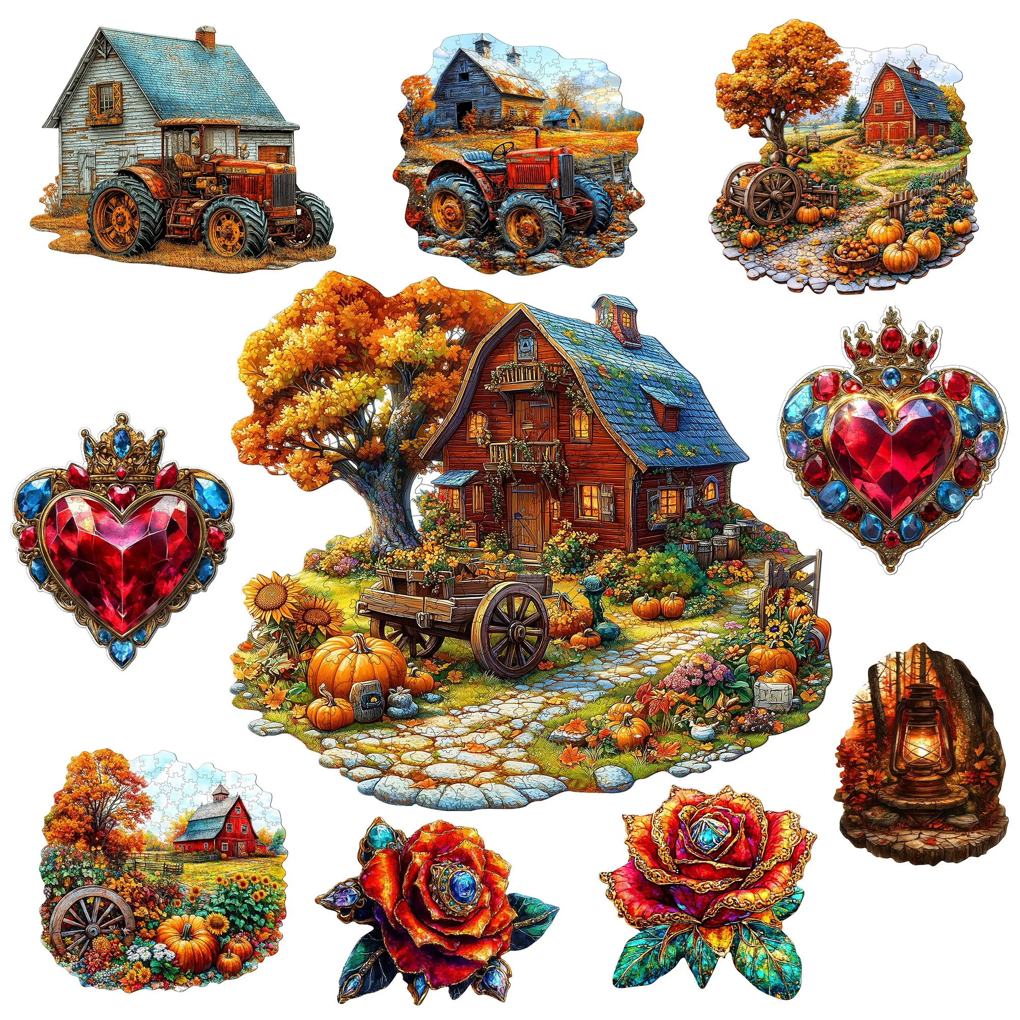 

Farm and Flowers Theme Wooden Jigsaw Puzzle Wooden Decor Painting Christmas and Halloween Gift Toy For Teen And Kid