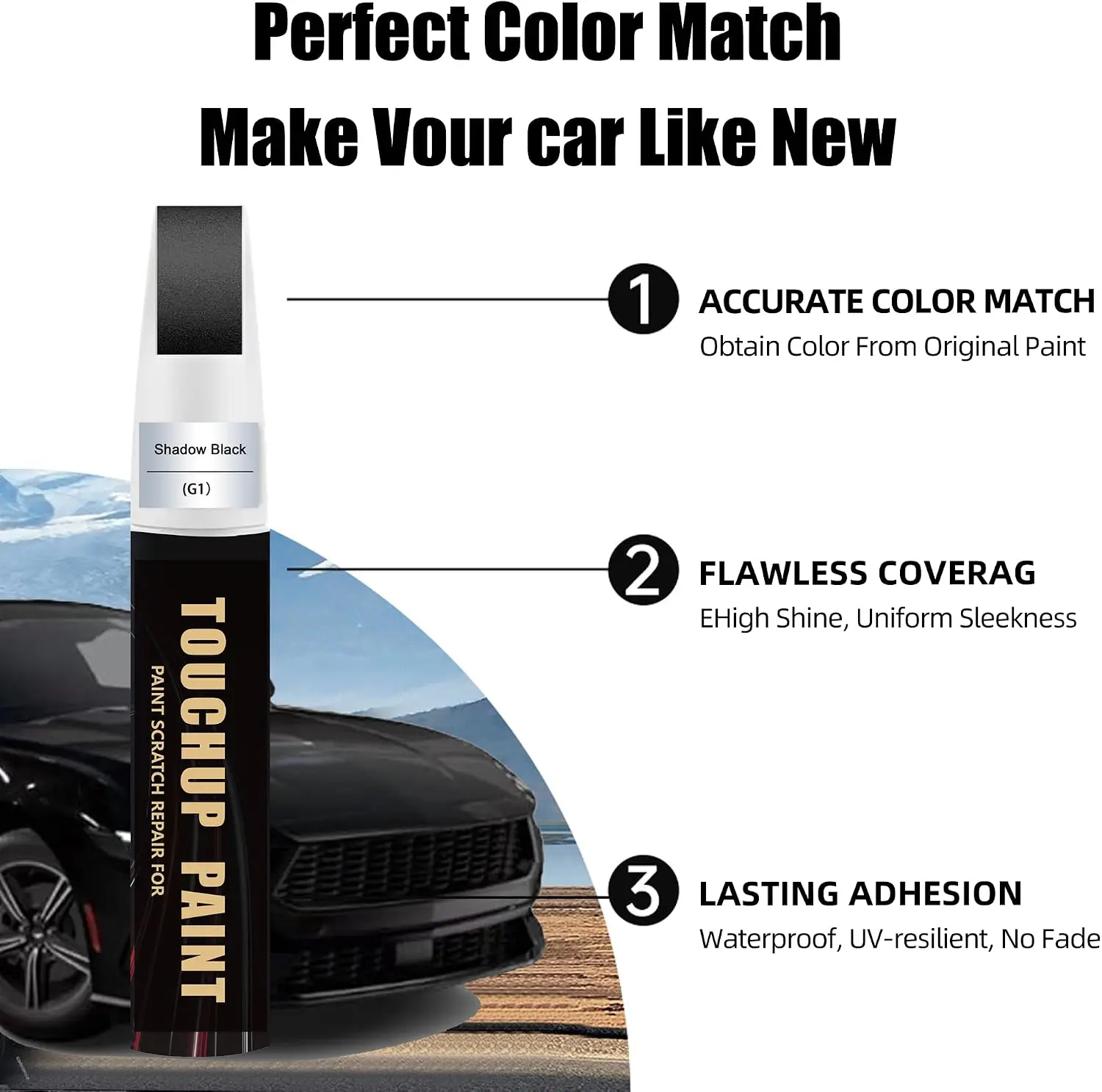 Shadow Black G1 for Ford Touch Up Paint Kit[2K Clear Coat Included],Exact Color Match Touch Up Paint