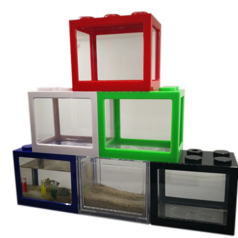 7 Color Mini Aquarium Betta Fishbowl Creative Combinable Ecological Small Fish Tank Crawler Box DIY Aquarium Micro Landscape
