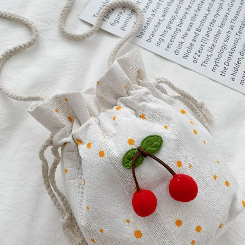 Fashion Cherry Casual Canvas Shoulder Bags Crossbody Bag Bucket Bag