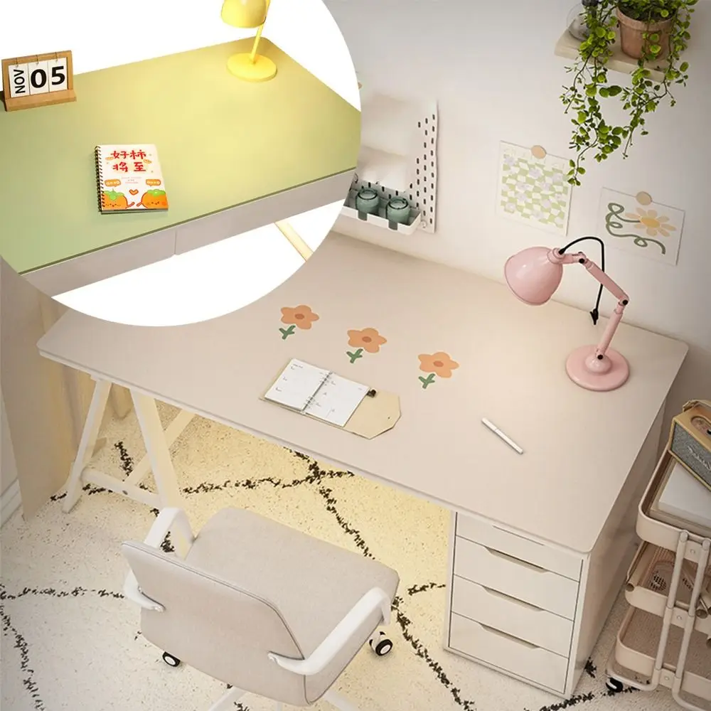 Simple Protection Eye Student Desk Mat Oil-proof Leather Coffee Table Mat Solid Color Non-slip Computer Desk Mat