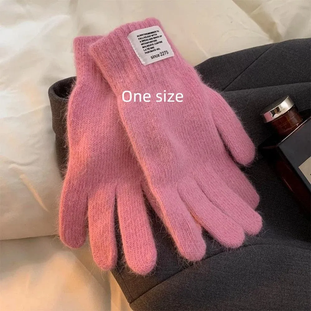 Gants chauds d'hiver pour femmes, doigts complets, couleurs acidulées, élasticité pour écran tactile, gants tricotés, Protection contre le froid, coupe-vent