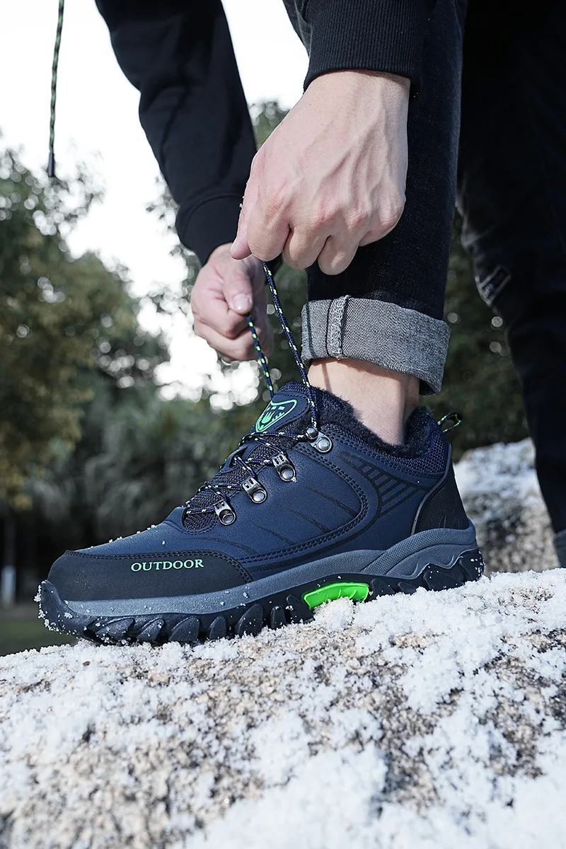 Outdoor Men's Hiking Shoes Winter Plush Thickening Couple Sports Shoe Size 39-46
