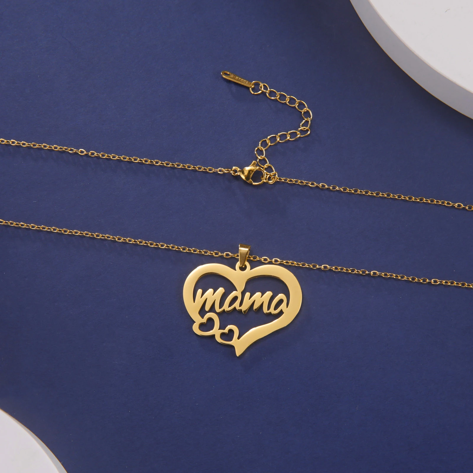 Lemegeton Mama Letter Necklace For Women Super Papa Mom Dad Pendant Stainless Steel Chain Choker Necklace Jewelry Mother\'s Day