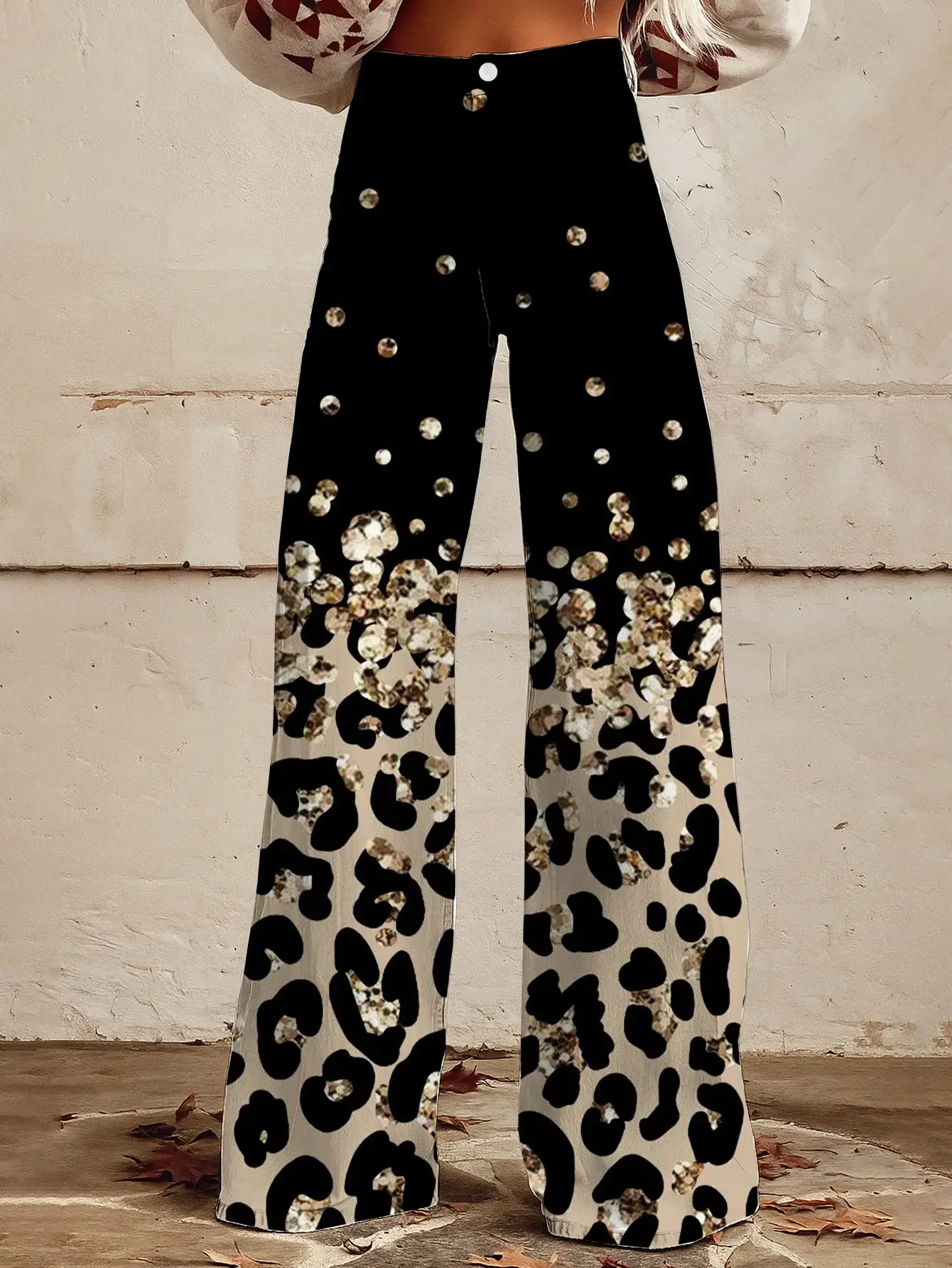 عصرية، حالمة، طباعة عيد الميلاد الأثيرية، جينز تقليد فضفاض