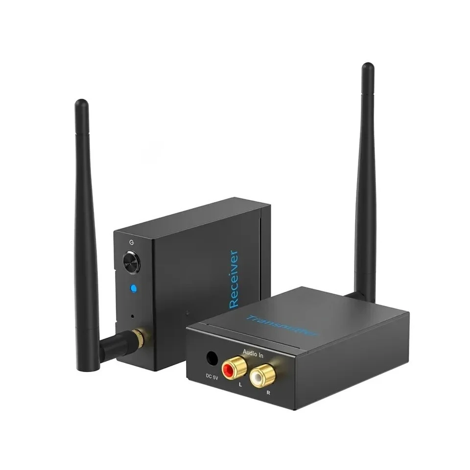 2.4GHz Wireless Audio Transmitter and Receiver 328ft Long Distance Stereo Audio Adapter for TV PC MP3/MP4 Amplifier Speaker