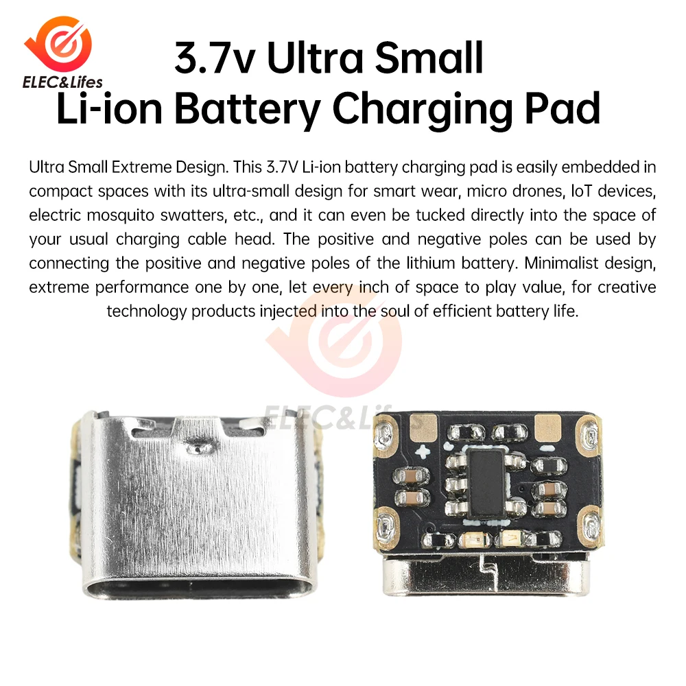 5/1Pcs 3.7V 4.2V 600mA Lithium Battery Charger Module With CC/CV Protection Type-C Interface for Mini Drones/Wearable Tech