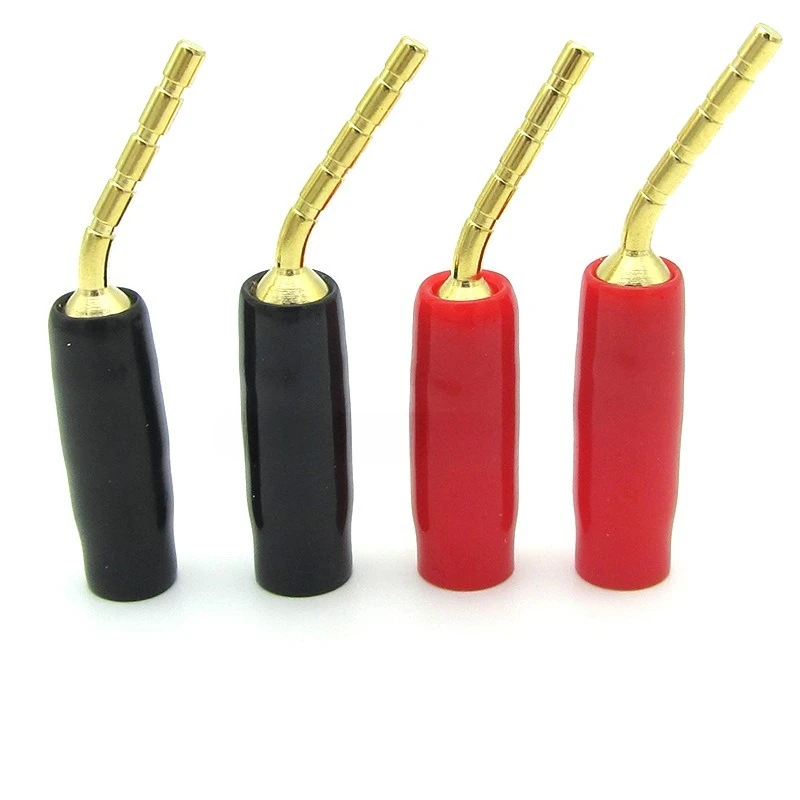 4pcs 2MM Gold Banana Plug Audio Connector Solderless Pure Copper Pin for Speaker Amplifier Stereo
